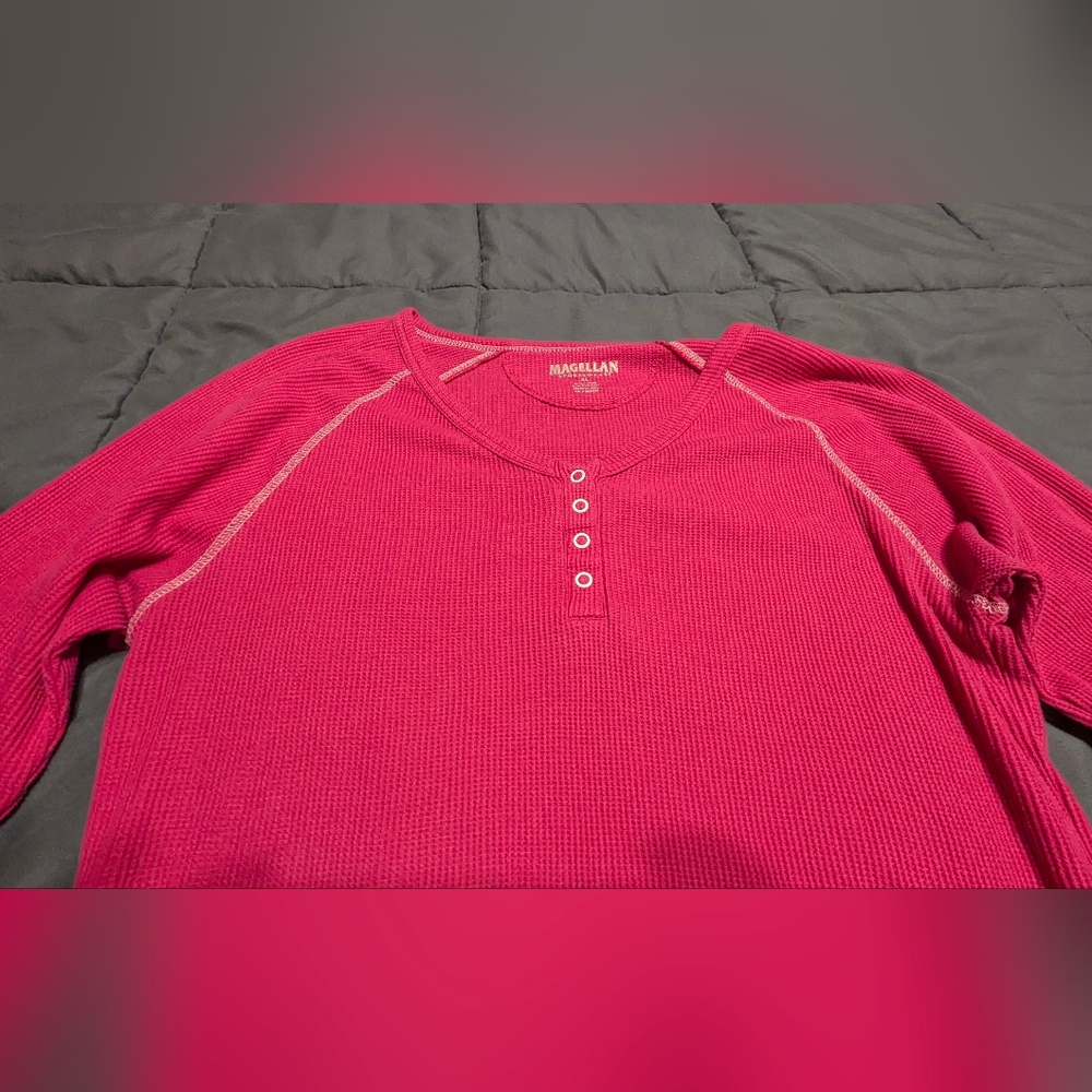 MAGELLAN OUTDOORS Women's Long Sleeve Henley Thermal Waffle Top Size XL - Picture 2 of 7
